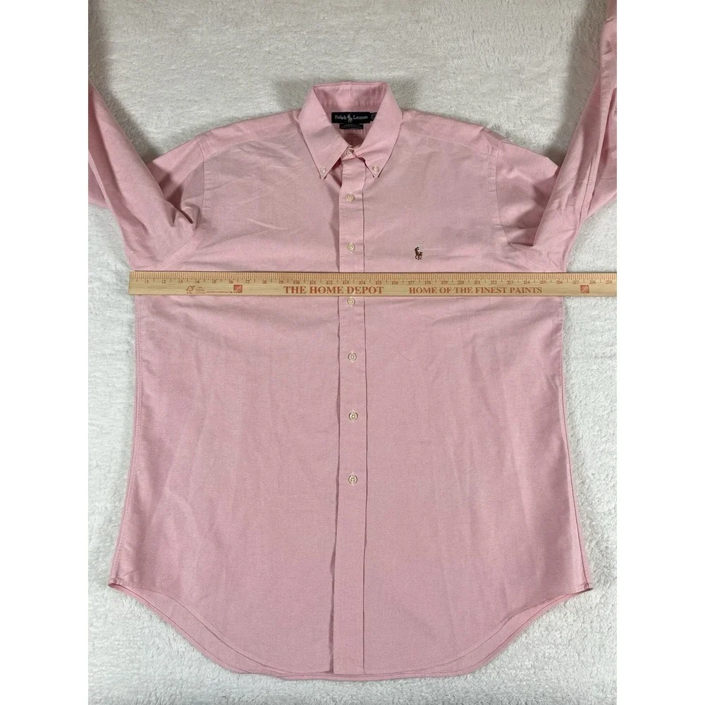 VTG Polo Ralph Lauren Yarmouth Pink Cotton‎ Oxford Cloth Button Down Mens 16-34